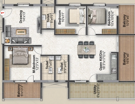 3 BHK Flat in The My Nest Cloud9 in Kollur, Hyderabad - Image 910449