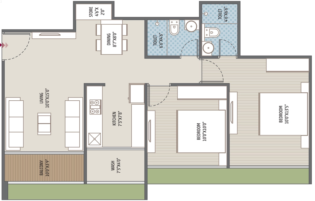 2 BHK Flat in Divine Skyline in South Bopal, Ahmedabad - Image 910221