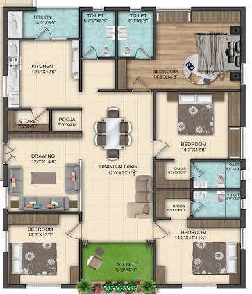 3 BHK Flat in TRG Sai Vihar in LB Nagar, Hyderabad - Image 910521