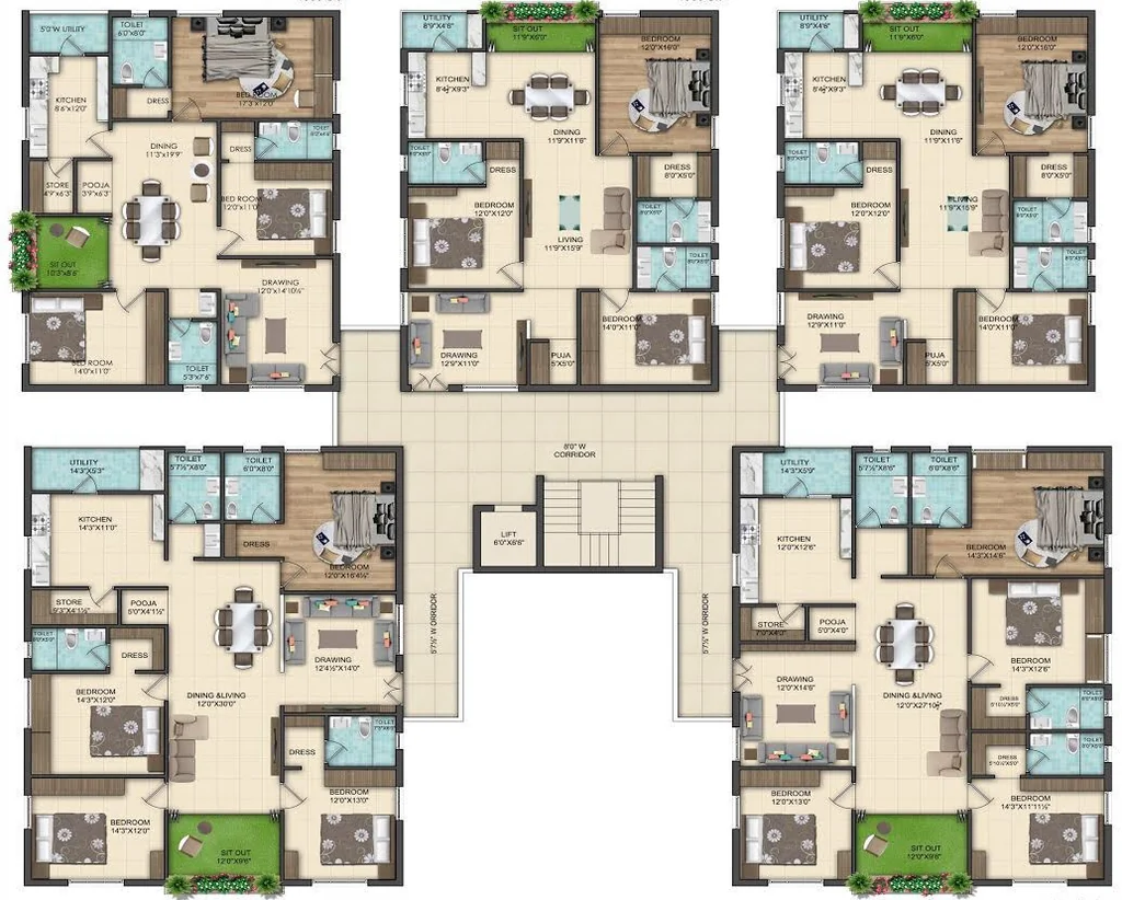 Floor Plan of TRG Sai Vihar in LB Nagar, Hyderabad - Image 385400
