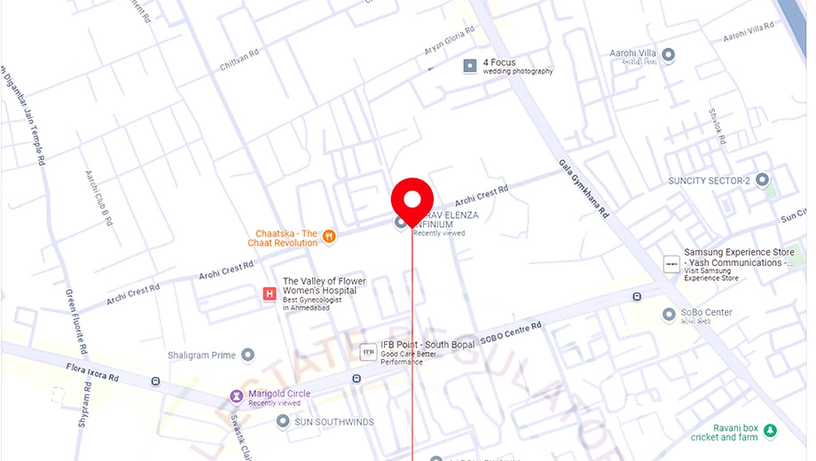 Location of Commercial Siddhi Aarav Elenza Infinium in South Bopal, Ahmedabad - Image 384930