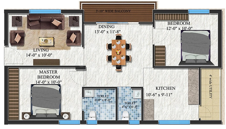 2 BHK Flat in Vaibhavi Gayathri Vistas in Miyapur, Hyderabad - Image 910524