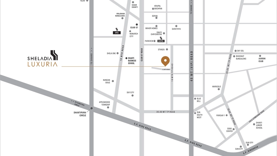 Location of Commercial Sheladia Luxuria in Shela, Ahmedabad - Image 384859