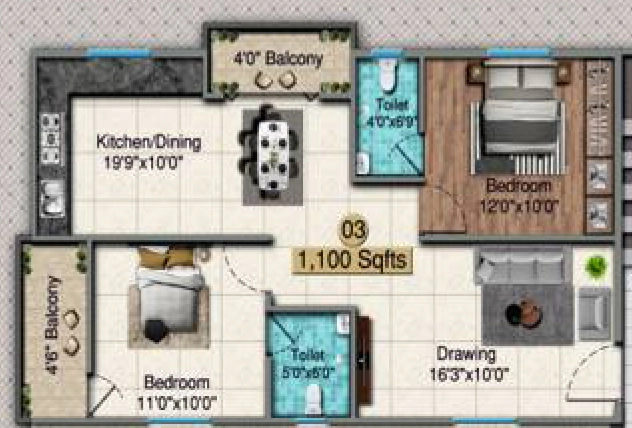 2 BHK Flat in Venkata Pundarikaksha in Bachupally, Hyderabad - Image 910526