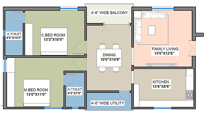 2 BHK Flat in Vishnu Hill Crest in Ameenpur, Hyderabad - Image 910452