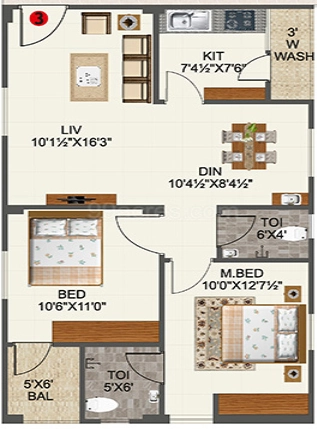 2 BHK Flat in Apoorva Vishnu Priya Enclave in Ameenpur, Hyderabad - Image 910528