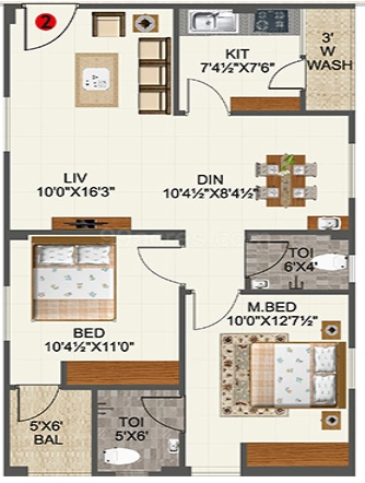 2 BHK Flat in Apoorva Vishnu Priya Enclave in Ameenpur, Hyderabad - Image 910527