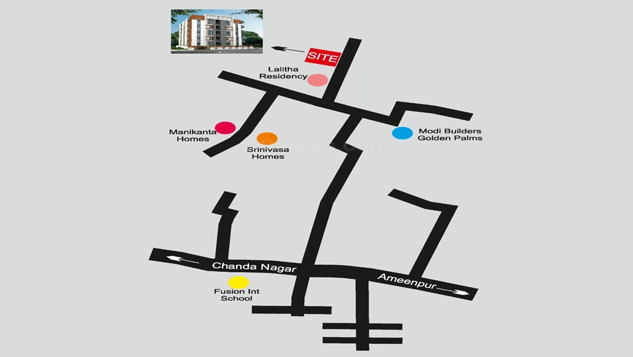 Location of Apoorva Vishnu Priya Enclave in Ameenpur, Hyderabad - Image 385428