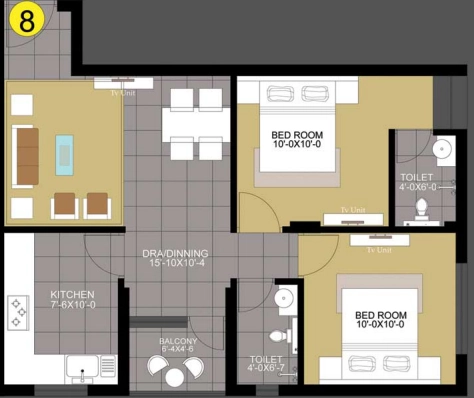 2 BHK Flat in Eminence Coral in Hanspal, Bhubaneswar - Image 910300