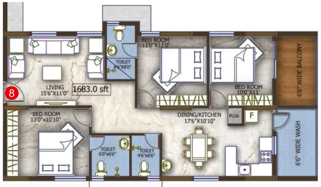 3 BHK Flat in EAPL Sri Tirumala Fortune in Tukkuguda, Hyderabad - Image 910551
