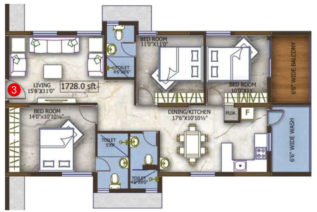 3 BHK Flat in EAPL Sri Tirumala Fortune in Tukkuguda, Hyderabad - Image 910552