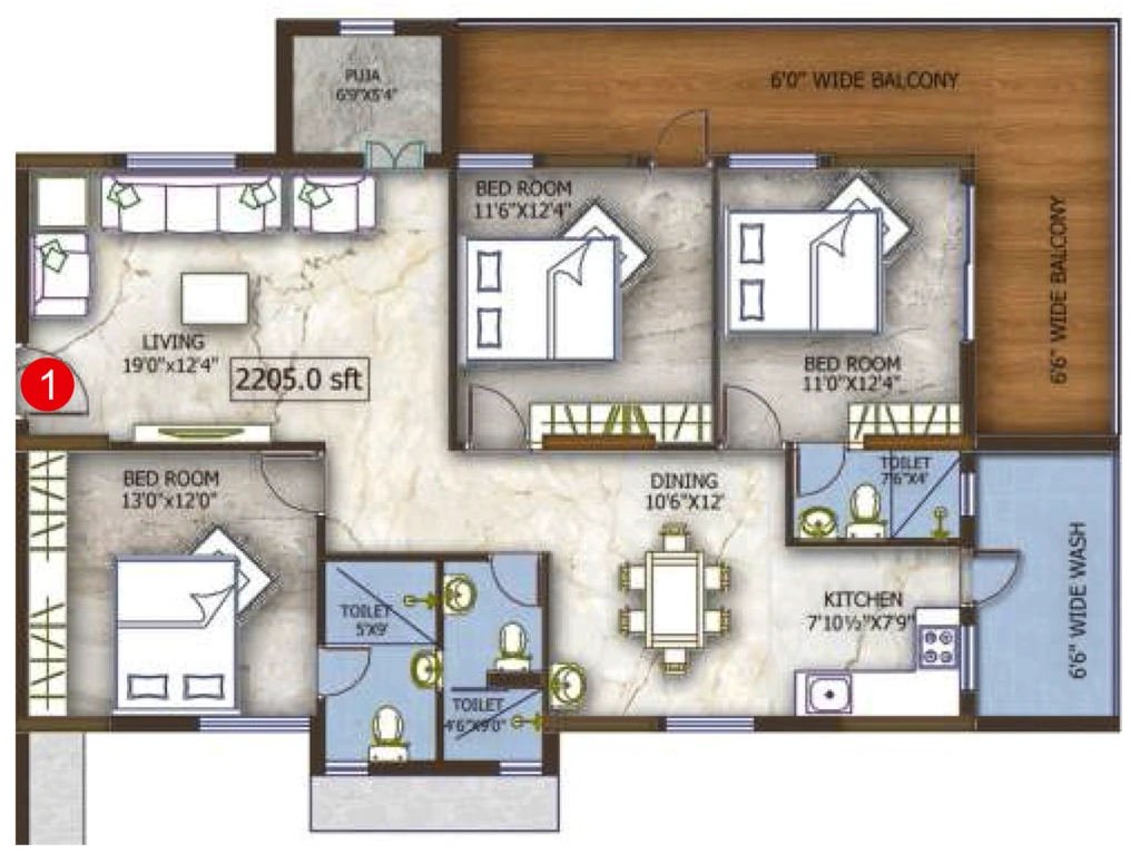 3 BHK Flat in EAPL Sri Tirumala Fortune in Tukkuguda, Hyderabad - Image 910554