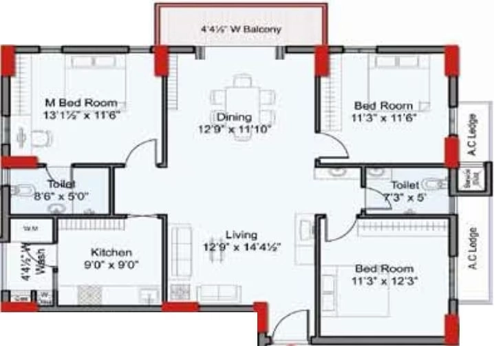 3 BHK Flat in Indu Fortune Fields The Annexe in Kukatpally, Hyderabad - Image 910646