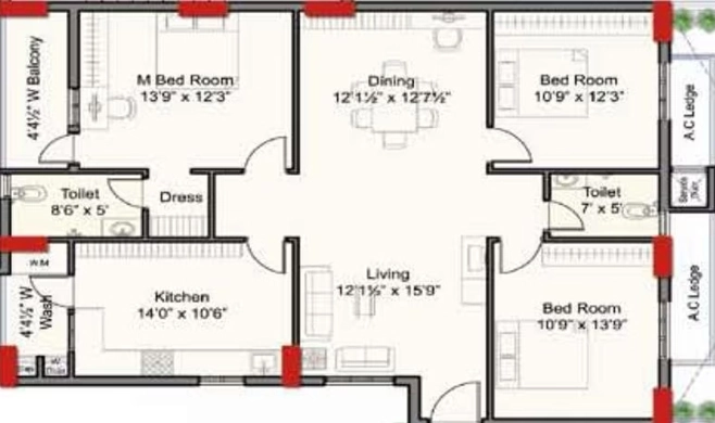 3 BHK Flat in Indu Fortune Fields The Annexe in Kukatpally, Hyderabad - Image 910647