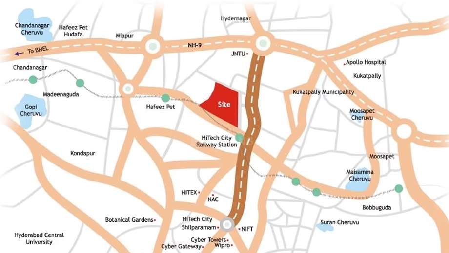 Location of Indu Fortune Fields The Annexe in Kukatpally, Hyderabad - Image 385860