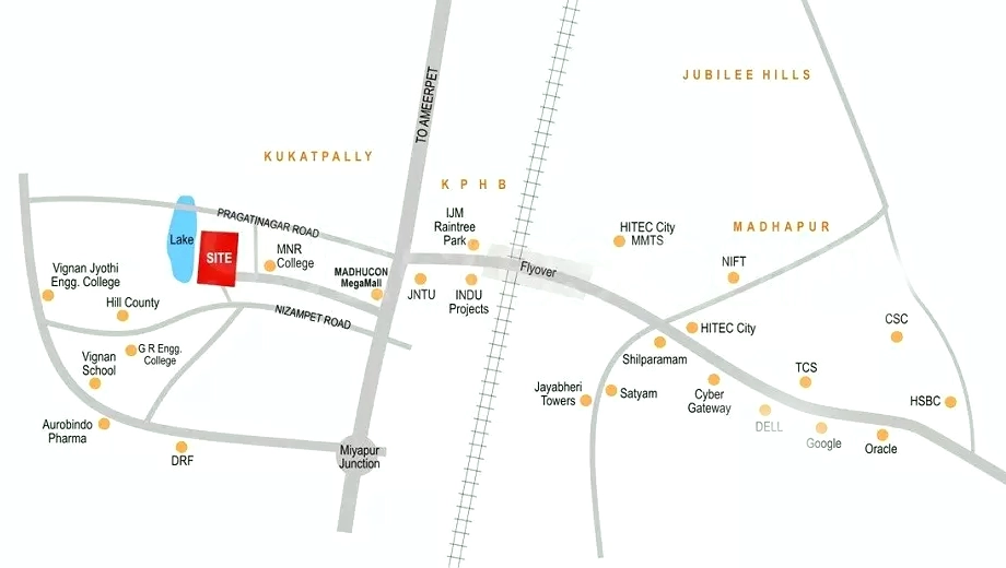 Location of Pranit The Nest in Kukatpally, Hyderabad - Image 385913