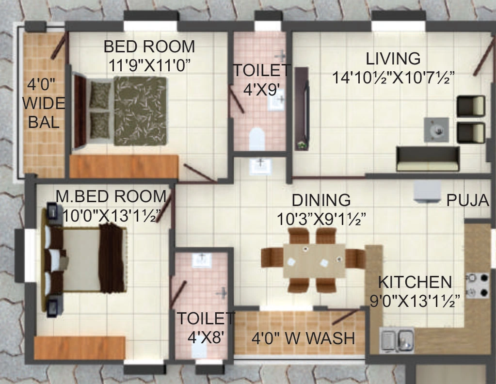 2 BHK Flat in Sai Park Pride in Kukatpally, Hyderabad - Image 910679