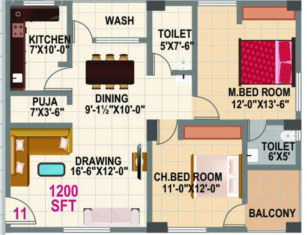 2 BHK Flat in Sai Tejas Challa Elite in Tukkuguda, Hyderabad - Image 910682