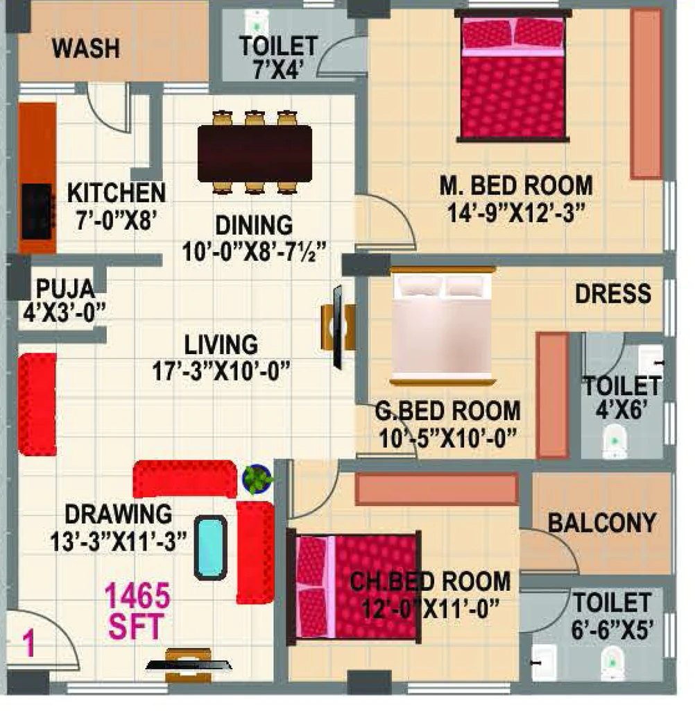2 BHK Flat in Sai Tejas Challa Elite in Tukkuguda, Hyderabad - Image 910683