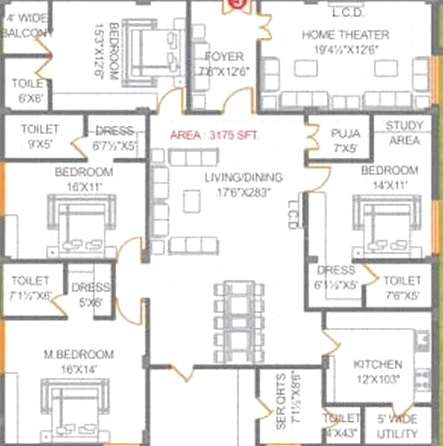 4.5 BHK Flat in Vasavi Bhuvana Apartments in Sri Nagar Colony, Hyderabad - Image 910692
