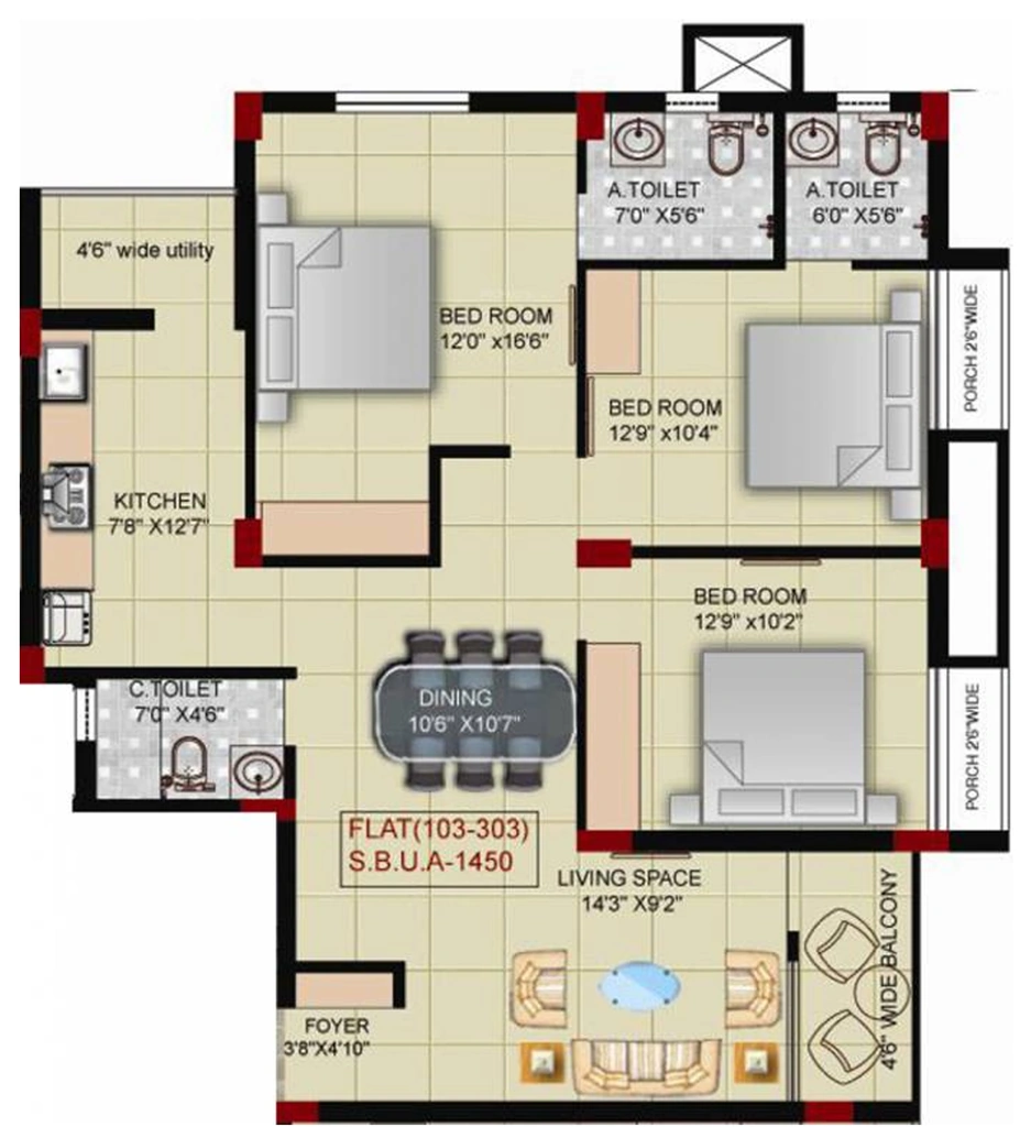 3 BHK Flat in Archid Prestige in Bhomikhal, Bhubaneswar - Image 910342