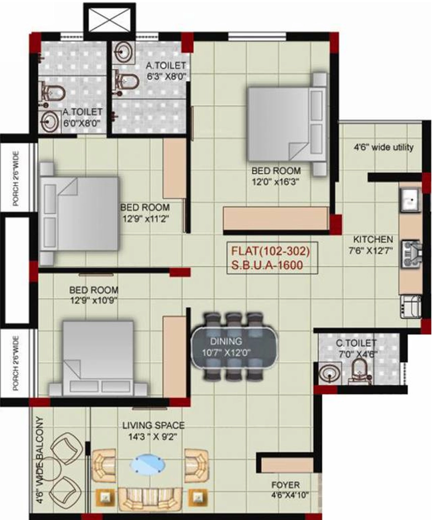3 BHK Flat in Archid Prestige in Bhomikhal, Bhubaneswar - Image 910343