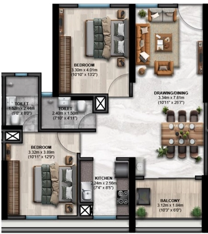 2 BHK Flat in Dion Riverside Township in Trisulia, Bhubaneswar - Image 910360