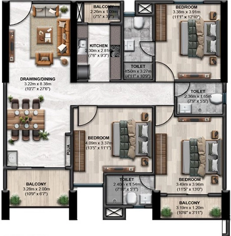 3 BHK Flat in Dion Riverside Township in Trisulia, Bhubaneswar - Image 910362