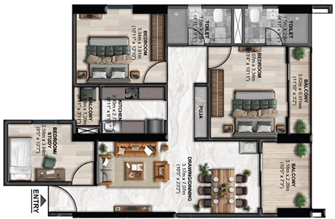 3 BHK Flat in Dion Riverside Township in Trisulia, Bhubaneswar - Image 910361