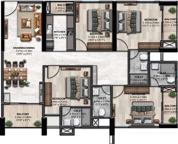4 BHK Flat in Dion Riverside Township in Trisulia, Bhubaneswar - Image 910363