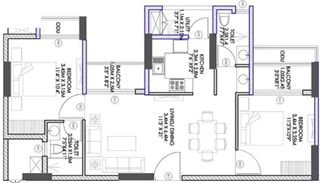 2 BHK Flat in Harshpriya Ekam in Cuttack, Bhubaneswar - Image 910364