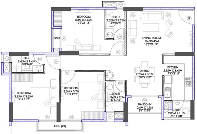 3 BHK Flat in Harshpriya Ekam in Cuttack, Bhubaneswar - Image 910367