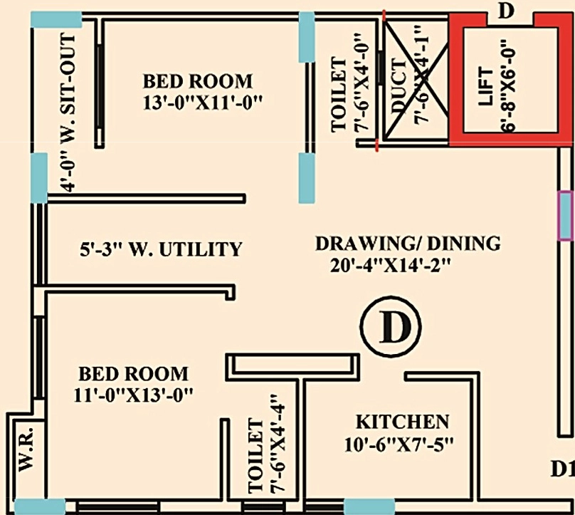 2 BHK Flat in Mahalaxmi Plaza in Cuttack, Bhubaneswar - Image 910419