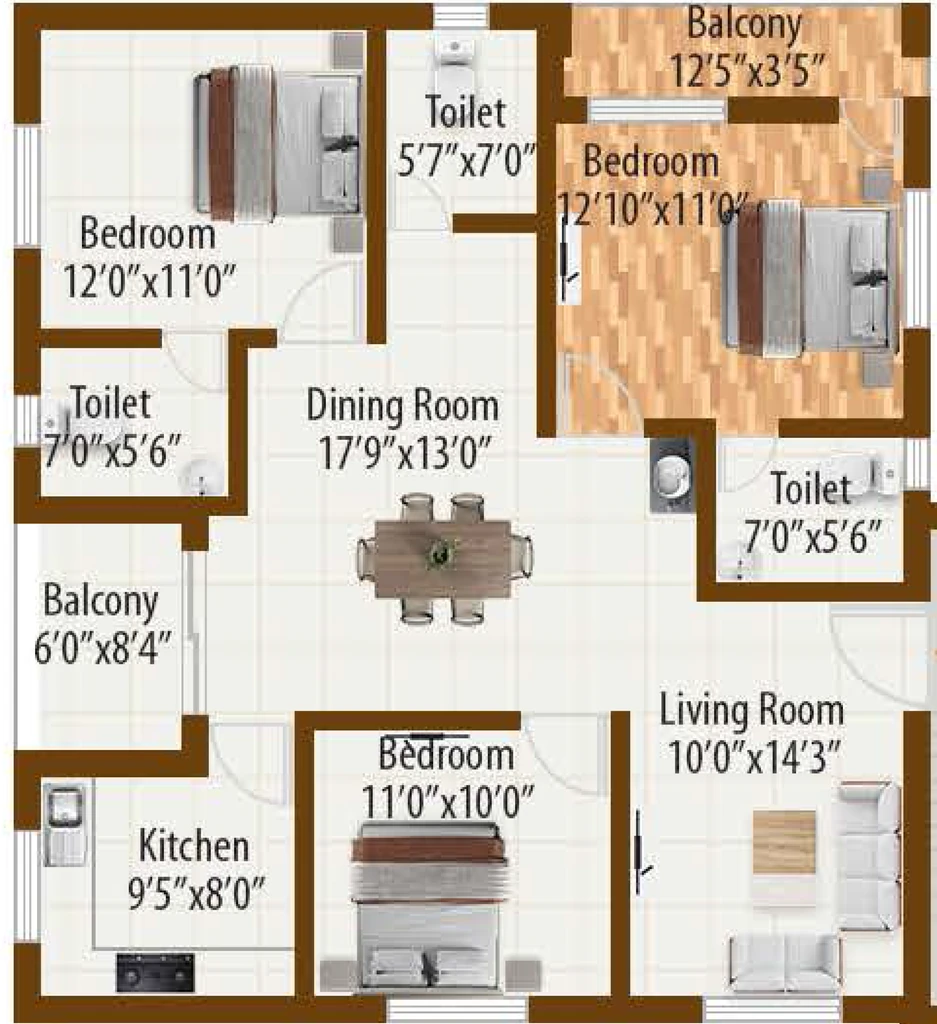 3 BHK Flat in Mahodadhi Galaxy in Phulnakhara, Bhubaneswar - Image 910424