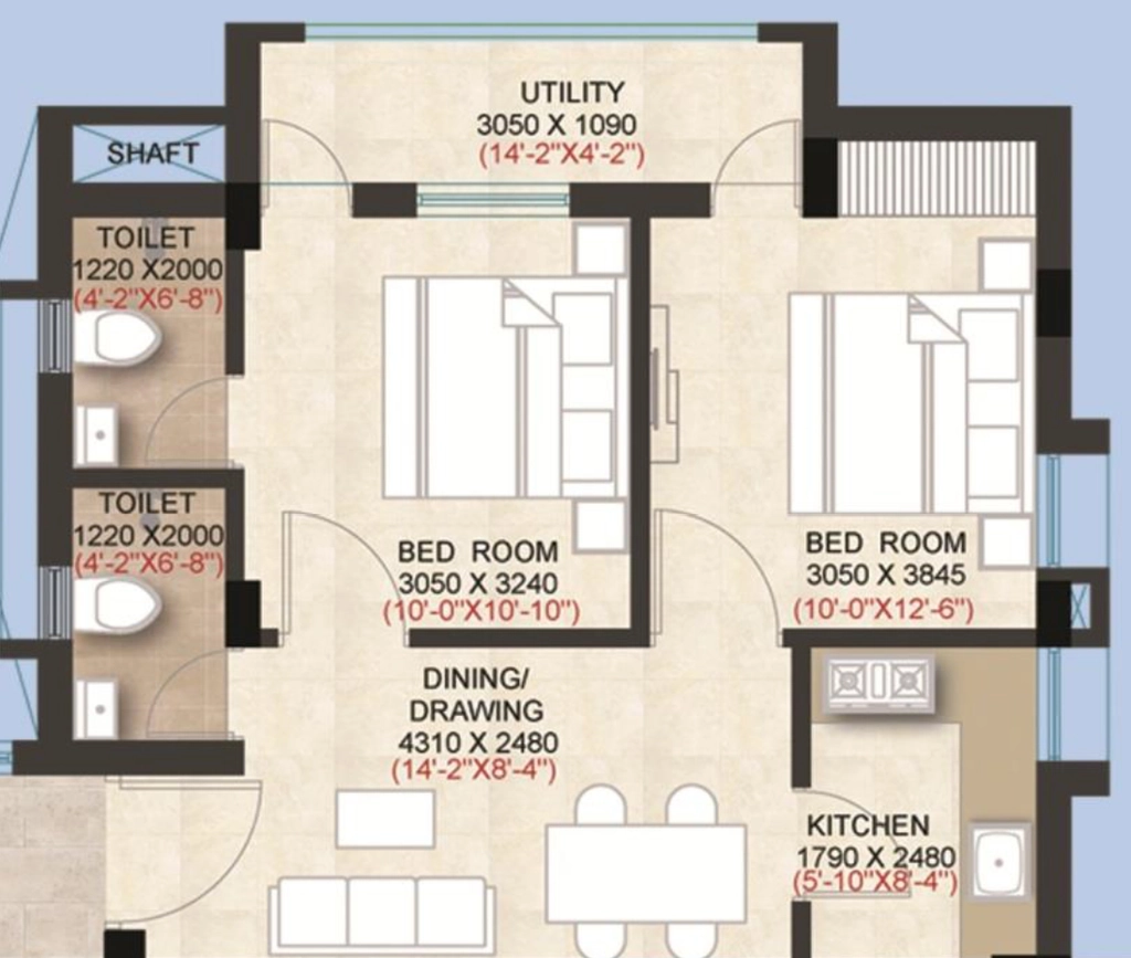2 BHK Flat in Mandakini Resorts Apartments in Patia, Bhubaneswar - Image 910426