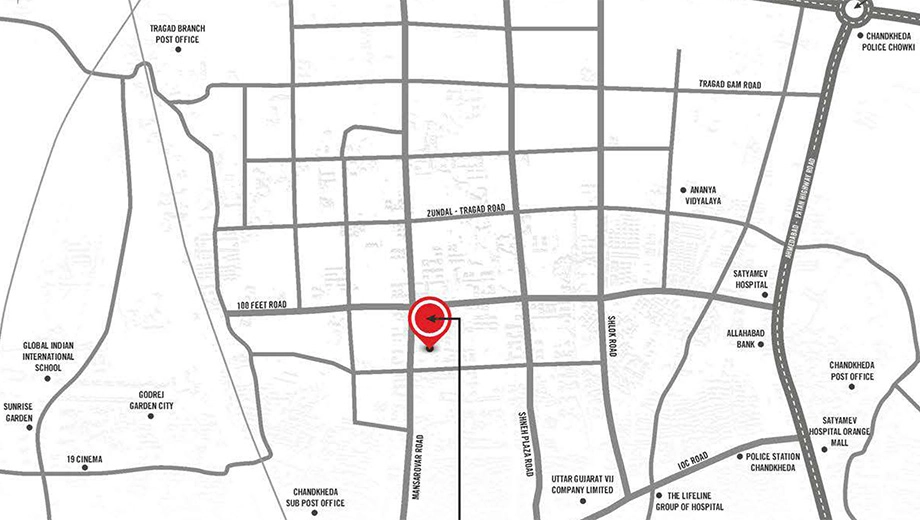 Location of Commercial Anand Skylyf in Chandkheda, Ahmedabad - Image 385278
