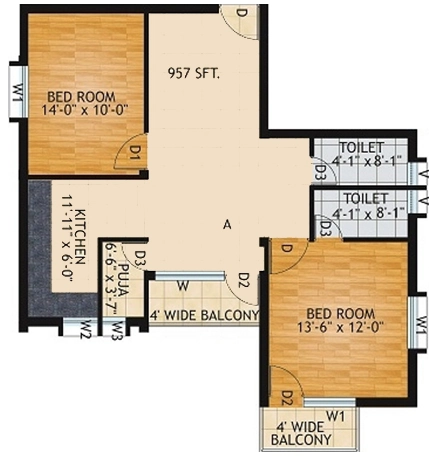2 BHK Flat in Prabhujee Elegance in Chandaka, Bhubaneswar - Image 910472