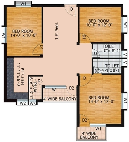 3 BHK Flat in Prabhujee Elegance in Chandaka, Bhubaneswar - Image 910473
