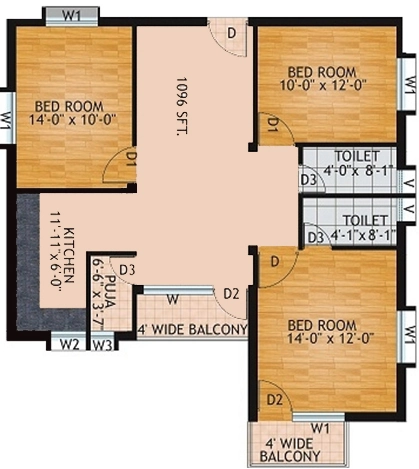 3 BHK Flat in Prabhujee Elegance in Chandaka, Bhubaneswar - Image 910474