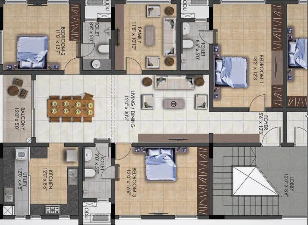 3 BHK Flat in Chaitanya Sarang in Mandaveli, Chennai - Image 910480