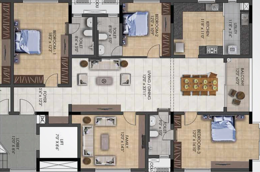 3 BHK Flat in Chaitanya Sarang in Mandaveli, Chennai - Image 910481