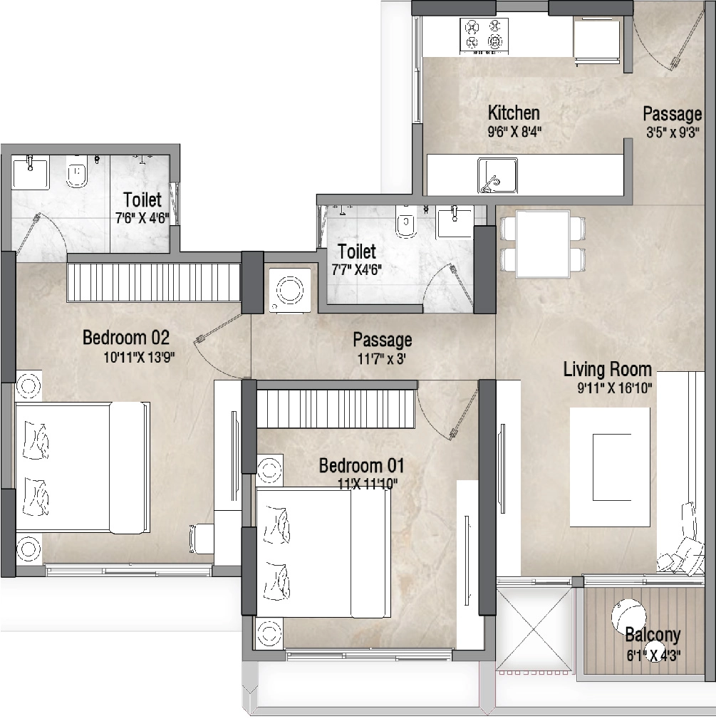 2 BHK Flat in Vascon Orchids in Santacruz West, Mumbai - Image 910798
