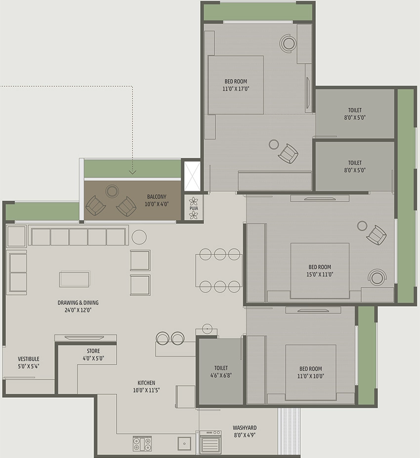3 BHK Flat in Madhav Advait in Bopal, Ahmedabad - Image 910505