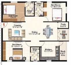 3 BHK Flat in Ludhani Krishna Pride in Marredpally, Hyderabad - Image 910773