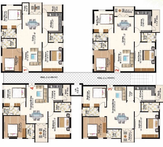 Floor Plan of Ludhani Krishna Pride in Marredpally, Hyderabad - Image 386079