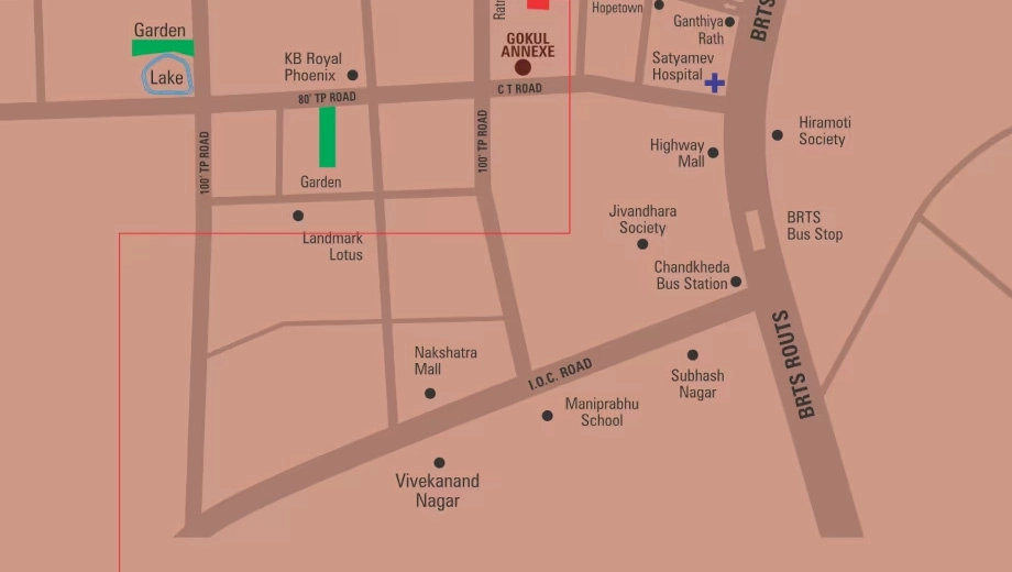 Location of Commercial Parshwa RJ Pearl in Chandkheda, Ahmedabad - Image 385529