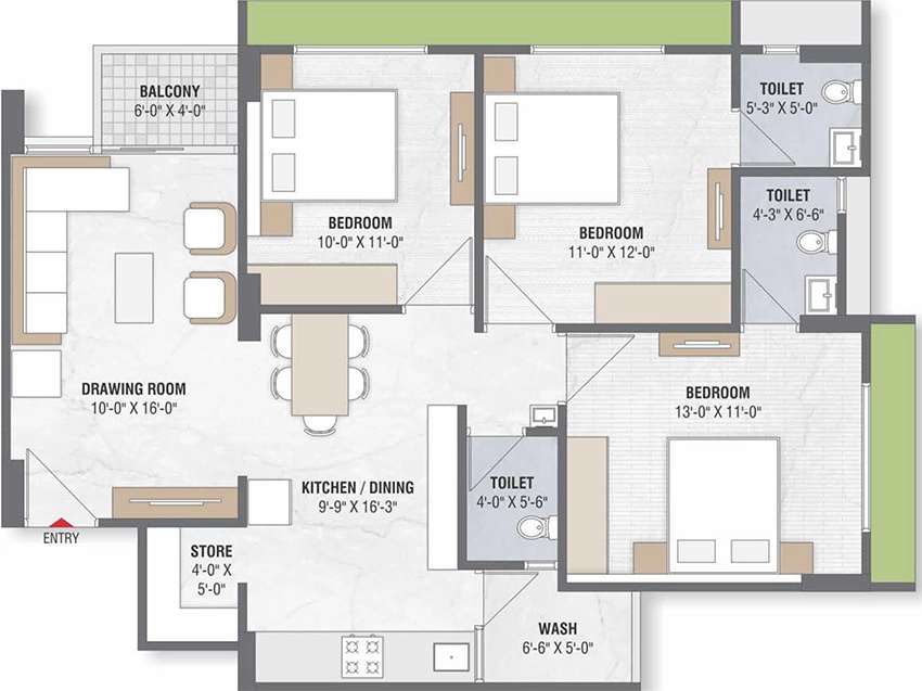 3 BHK Flat in Shilp Haridarshan Greens in Bhadaj, Ahmedabad - Image 910570