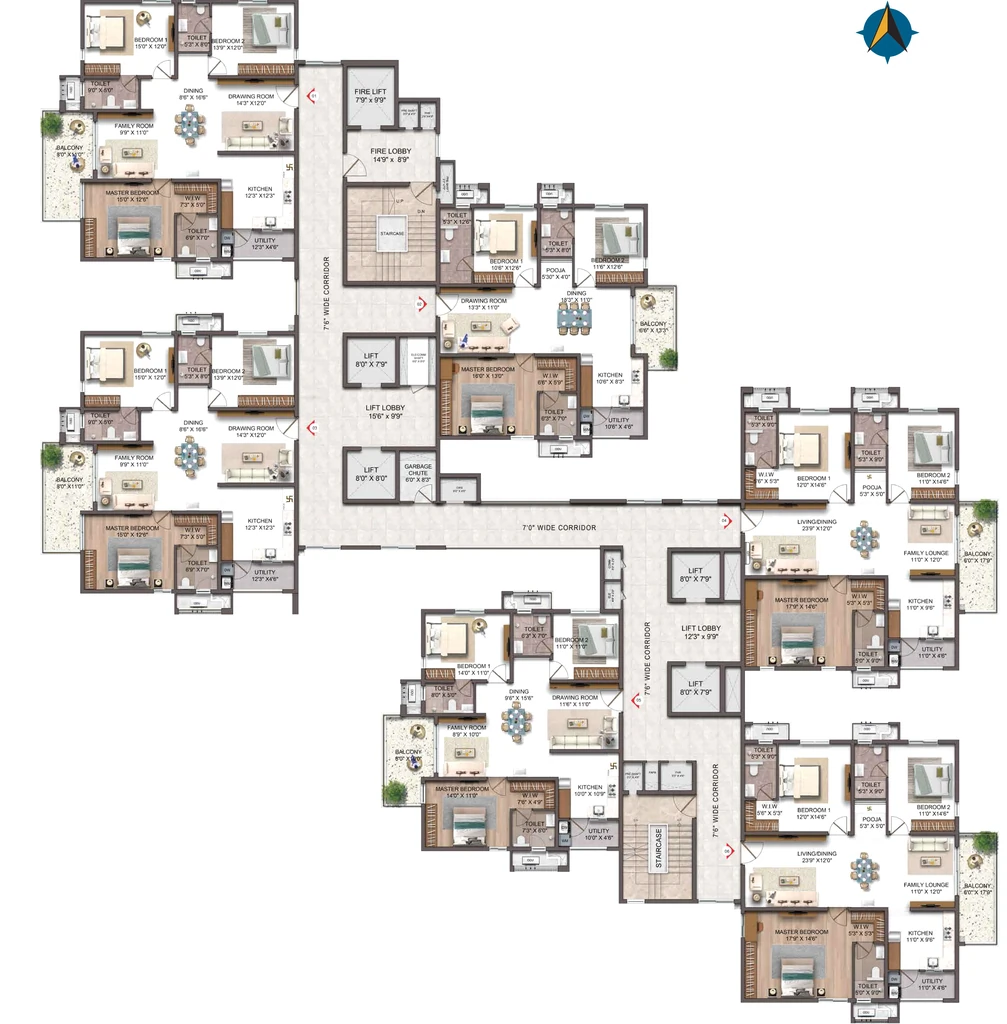 Floor Plan of Nirvana The Vermont in Habsiguda, Hyderabad - Image 386130