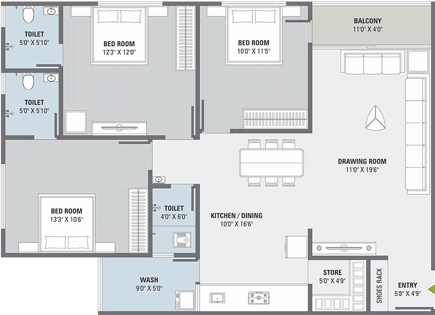 3 BHK Flat in Shree Orchid Paradise in Nava Naroda, Ahmedabad - Image 910574