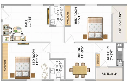2 BHK Flat in Nithya Aum in Ghatkesar, Hyderabad - Image 910864